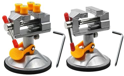 2PCS Mini Bench Vise, Adjustable Universal Mini Drill Press Vise, Small Workbench Vice, 360 Degree Rotatable, Table Vise Clamp Suction Bench Vice