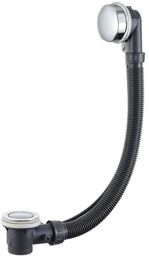 Bath Waste and Overflow Kit, Round Pop Up Bath Waste Chrome Bath Tub Drain Click Clack Bathtub Plug Waste