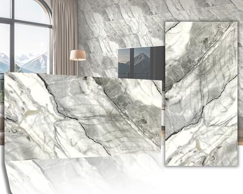 5 pannelli da parete, effetto marmo, rivestimento da parete in PVC di alta qualità, 120 x 60 cm, spessore 2,5 mm, resistente all'acqua e ai raggi UV, resistente all'umidità, alternativa a piastrelle e