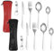 Vicloon Lot de 2 Couverts en Acier Inoxydable avec Sac, Ensemble de Voyage Couverts avec 10 Pcs Couverts, Comprend Cuillère Couteau Fourchette Décapsuleur, pour Voyages et Camping (Rouge et Noir)