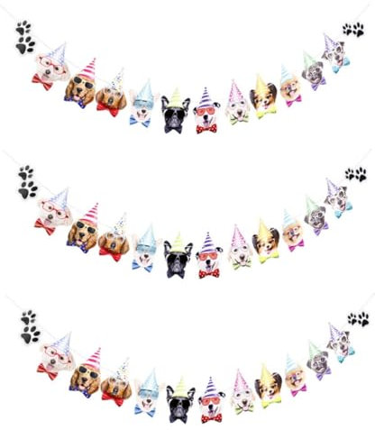 Supvox 3 Stck. Geburtstags-Wimpelkette Hund Alles zum Geburtstag Banner Party Decoration Dekoration Party Geburtstagsfeierdekoration Geburtstags-hängende Flagge Geburtstagsbanner