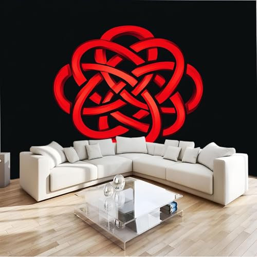 Générique Papier Peint Panoramique Motif Rouge Simple, Noir Décoration murale – Tapisserie décorative pour chambre salon, Papier Peint Panoramique Intissé Moderne, 350 x 256 cm