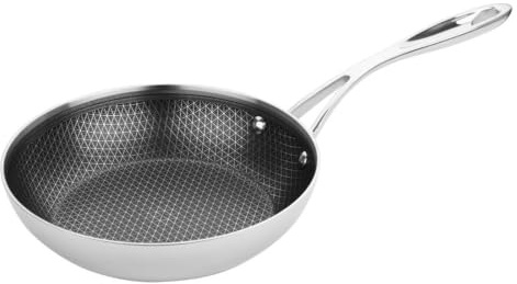 Vogue St-S Tri-Wall Saucepan with Clad Coating, 200x40 mm | Distributes heat evenly across the base to eliminate hot spots, ensuring consistent commercial cooking results.