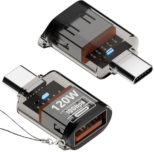 USB C auf USB Adapter (2er-Pack), USB auf Typ-C Adapter, USB 3.2 Gen2 10Gbps High-Speed OTG Kabelkonverter, Kompatibel mit MacBook Pro/Air, iPhone 16/15, Samsung Galaxy, Schwarz