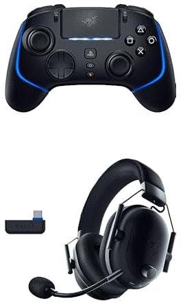 Razer Wolverine V2 Pro + BlackShark V2 Pro (PlayStation) - (HyperSpeed Wireless, botones de acción mecatáctiles, D-Pad de microinterruptor de 8 direcciones, HyperTrigger) Negro