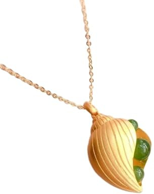 Liumarvexia Collana con ciondolo a forma di baccello di pisello, in giada naturale, elegante, vintage, con confezione regalo, per donne, mogli, mamme, nonne, 50cm, Giada