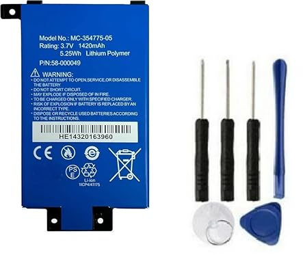 Uniamy 58-000049 Replacement Battery Compatible With MC-354775-05 58-000049 S13-R1-D S13-R1-S Paperwhite 2013 Touch 3G 6inch 2013 Touch 6inch 2013 6th 7th Gen DP75SDI 3.7V,1420mAh/5.25Wh