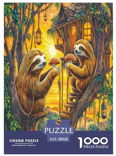 Faultier | Baumhaus Herausforderndes Puzzle 1000 Teile, Bildungsspiel Familiegeeignetes Spielzeug Für Erwachsene Und Kinder, Einzigartig Wohndekor | Geschenk 38x26cm/1000pcs