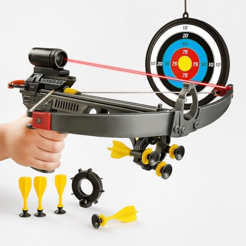 Toyana Kids Bow & Arrow Archery Set With Bolts Target, Real Action Shooting Soft Suction-Tip Arrows Including Light-Up Scope Practice Gun Shooting Garden Indoor Children Game Boys Girls Gift 3+ Years
