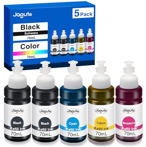 Tinte Kompatibel mit E-104 Tintenflasche (2 Schwarz, Cyan, Magenta, Gelb) | Kompatibel mit Epson Ecotank ET-2870 ET-2862 ET-4800 ET-2876 ET-2861 ET-2820 ET-1810 ET-2830 ET-2871 ET-2810 ET-2864 Patronen