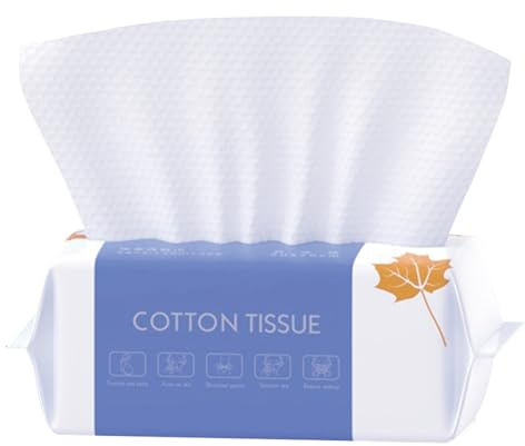 Serviettes Visage Jetables, 100 Unités Mouchoirs en coton, Lingettes Faciales pour le Nettoyage, les Soins de la Peau et le Démaquillage