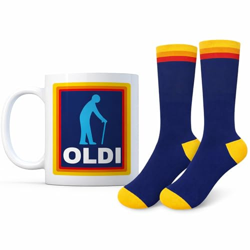 Oldi Man Mug—A Novelty Old Large Mug with Heavy Duty Handle, Dino Coated and Sublimation Ceramic, Perfect for Birthdays, Christmas, and Other Celebrations as a Funny Gift (Oldi Man, Gift Set)
