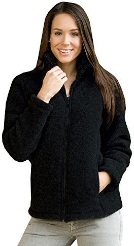 ENGEL Jacke Merino Wollfleece Damen, 42-44/42/44, schwarz Melange
