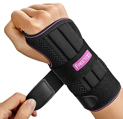 FREETOO Tutore Polso 3 Soggiorni Approvato Dal Medico,Polsiera Ortopedica Regolabile per Uso Giorno e Notte,Polsiera del Polso per Artrite, Tendinite, Distorsione,RSI e Protezione Sportiva