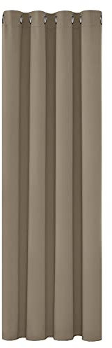 Deconovo Verdunkelungsgardinen mit Ösen Blickdichte Vorhänge Wohnzimmer Dicke Thermogardine Kälteschutz warm Hitzeschutz, 138x132 cm(HöhexBreite), Taupe, 1 Stück
