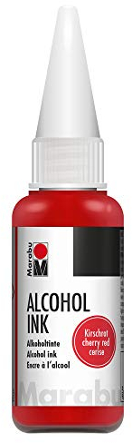 Marabu 12160059031 - Alcohol Ink kirschrot, 20 ml, Alkoholtinte, für Fluid Art, Resin Art und Epoxidharz, für nicht saugende Untergründe, beschichtetes Spezialpapier, Metall, Keramik und Glas