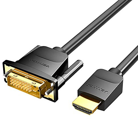 VENTION Cable HDMI a DVI, bidireccional DVI-D 24+1 Macho a HDMI Macho Adaptador de Alta Velocidad 1080P Full HD Compatible con PC PS4 Raspberry Pi, Xbox Laptop Macbook DVD BLU-Ray Monitor (1,5 m)