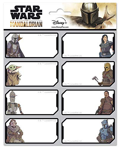 Grupo Erik Star Wars The Mandalorian Stickers | 16 Rectangular Self-Adhesive Labels