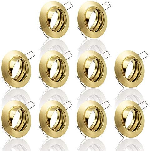 max K O M F O R T 10x Einbaustrahler Set GU10 rund schwenkbar 230V – Gold – Deckenstrahler 104S-TP GD inkl. Fassung – Einbauleuchte Spot Einbaurahmen Deckenlampe