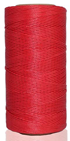 Komfami Wachs Faden Nähgarn 260 Meter 1mm Polyester Wachsfaden Nähen Ledergarn Gewachst (Rot)