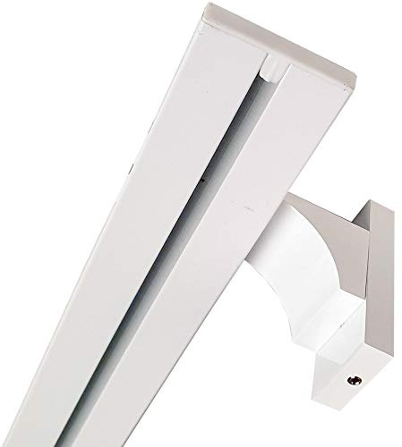 Vorhangschiene Aluminium (inkl. Wandträger) - Weiß 1 Lauf 120cm - Flache Gardinenschiene (7mm) - inkl. Vorhanggleiter