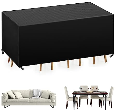 YuYo Funda Muebles Exterior, Funda Muebles de Jardin, Fundas Pare Mesa Jardín Funda Muebles Patio Terraza Impermeable, Cubierta de Exterior 180x 120 x 74cm - Negro