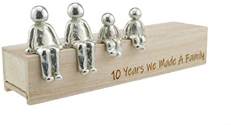 Pirantin 10th Anniversary Idea - 10 Years We Made A Family 100% Tin - Choose Your Family Combination (2 Children)