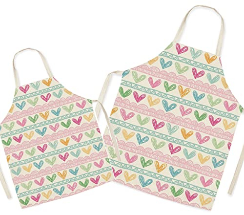 Liebe passende Schürze für Eltern und Kind zum Kochen, Malerei, Gartenarbeit - Schöne Muster-Leinen-Eltern- und -Kind-Schürze für die Familienzeit, Mama-Vater-Tochter-Sohn-Küchenschürze