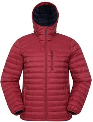 Mountain Warehouse Henry II Mens Down Padded Jacket - Water Resistant Puffer Coat, Insulated Winter Wear - Clothing for Outdoor & Travel Dark Red S