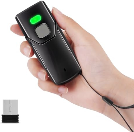 JRHC Mini 2D Bluetooth Barcode Scanner, 3 in 1 USB Wired & 4.2 Bluetooth & 2.4G Wireless Qr Code Scanner Portable Bar Code Scan Work with Windows, Android, iOS, Tablets