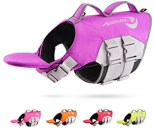 ThinkPet Hund Schwimmweste Einstellbare Rettungsweste Reflektierende Lifesaver mit Auftrieb