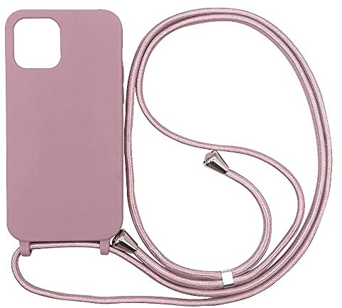Ququcheng Kompatibel mit iPhone 13 Pro(6.1) Hülle,Handykette Hülle Silikon Seil Necklace Handyhülle mit Kordel Tasche TPU Bumper Schutzhülle für iPhone 13 Pro(6.1)-Rosa Gold