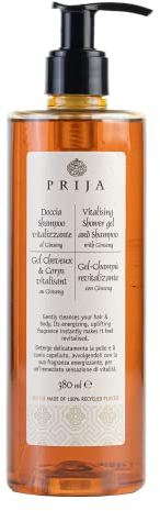 Prija Haut-& Haar Shampoo Vitalisierend - 380 ml - Belebendes Körperreinigungsmittel mit Ginseng - Vegan friendly, Dermatologically tested (18 Stück)