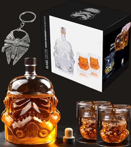 HALAK Tequila Whiskey Decanter, 750ml, Transparent, Novelty Liquor Decanter, Marvel Gifts for Women or Man Gifts for Nerds