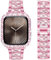 DEALELE Cinturino compatibile con iWatch 40 mm 44 mm, con strass brillanti in metallo, con cover protettiva di ricambio per Apple Watch Series 6, 5, 4, SE, donna, rosa, 44 mm