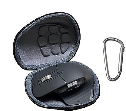 CANTOO Custodia rigida da viaggio per mouse Logitech MX Master 3/3S/Master 2S/MX Master Advanced Wireless Mouse, custodia protettiva da viaggio (custodia nera + interno grigio) (con moschettone clip)