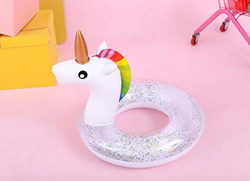 Bouée Licorne, Licorne Anneau de Natation, Flotteur de Piscine Gonflable avec Paillettes, Unicorn pour Adultes et Enfants Bouée d'été Eau Jouet (I)