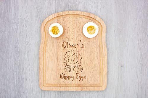 Personalisedstore.co.uk Personalised Dippy Egg and Soldiers Breakfast Board with a Lion Design