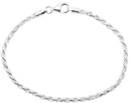 Kualitas Genuine 925 Sterling Silver 2.3mm Rope Chain Bracelet 6.5/7.5/8.5 (7.5)