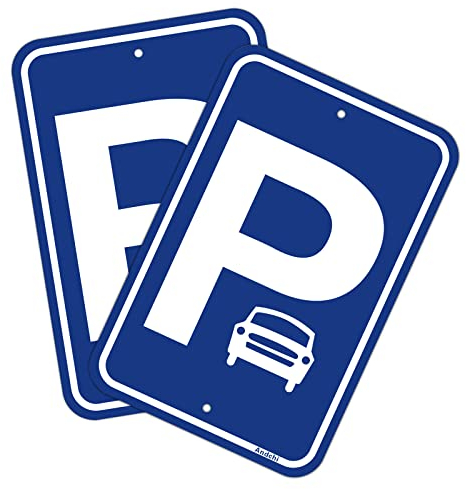 Andchi Lot de 2 panneaux de stationnement en métal pour petites voitures, convient pour les parkings privés et publics, dimensions : 250 x 350 mm (place de stationnement – voiture de petite voiture)