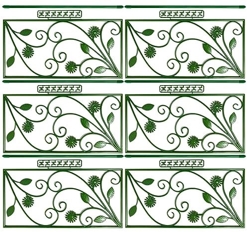 GANAZONO 1 Set/6Pcs Tall Garden Flower Trellis Decorative Garden Fence Wire Lattices Grid Panels Metal Folding Flower Bed for Vines Green