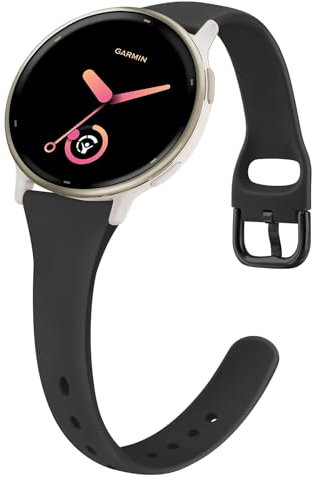 Cinturino sottile compatibile con Garmin Vivoactive 5/Vivoactive 3/3, cinturino di ricambio regolabile in silicone da 20 mm per Garmin Vivomove HR/Instinct 2S/Fenxi 7S/Forerunner 55 245 645 (nero)