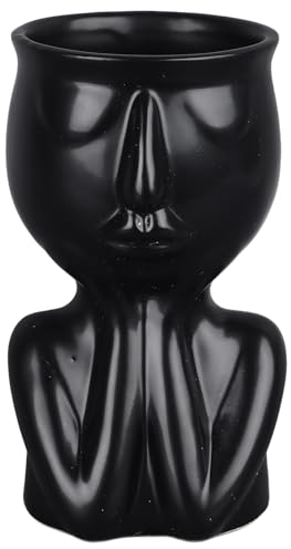 Maceta de Cerámica con Cara, Maceta, Maceta Minimalista con Resistencia a la Erosión y Resistencia Al Calor, Macetas Suculentas para el Hogar, Oficina (Black)