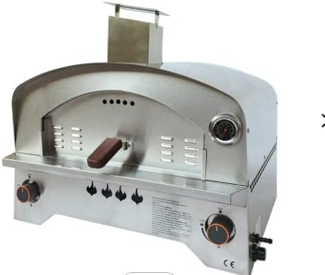 Suprills Pizza Oven for Outdoor BBQ - Includes Pizza Stone, Stainless Steel Gas BBQ Table Top, Temperature Gauge -Fired with Gas Suitable for up to 16” Pizzas (Silver 2 burners)