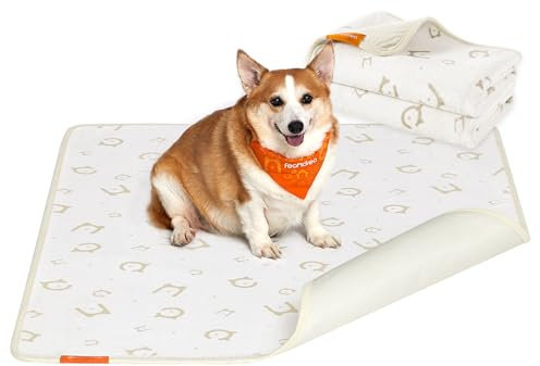 Feandrea Hundedecke, 2er Set, Wiederverwendbare Hundematte, 122 x 91 cm, XL, wasserdicht, auslaufsicher, rutschfest, saugfähig für Hunde, Katzen, Kaninchen, wolkenweiß PTD003W01