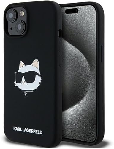CG Mobile Karl Lagerfeld KLHMP15SSCHPPLK Hülle für iPhone 15/14 / 13 6.1 Schwarz hardcase Silicone Choupette Head