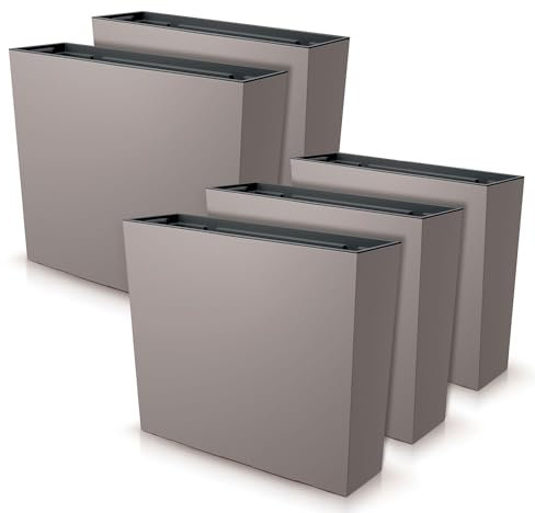 IMJ-Global Urbi Case T Lot de 5 pots de fleurs rectangulaires en plastique, 58 x 18 x 49,8 cm, au design moderne, pour intérieur et extérieur, moka, 44 L