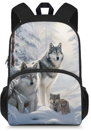 Showudesigns Schulrucksack für Mädchen Jungen 8-9 9-10 10-15 Schultaschen Große Kapazität, coole Wolf, Einheitsgröße