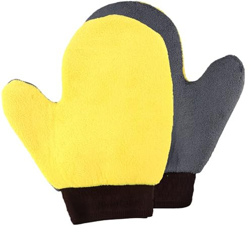 Naseom 2 Gants de Lavage Automobile, Gants d'entretien Automobile en Microfibre, Choix Ultime pour Nettoyage Professionnel des Espaces Les Plus érroits Et Jantes- Extrêmement Absorbant (23x19 cm)