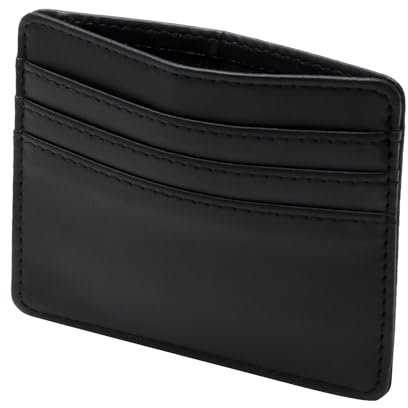 Teuena Kartenetui Herren, Card Holder Wallet Kartenhalter Portemonnaie Unisex mit 3 Kartenfächer & Fach für Geldscheine Münzen, Kreditkartenetui Slim Wallet Geldbörse aus Leder (Schwarz)